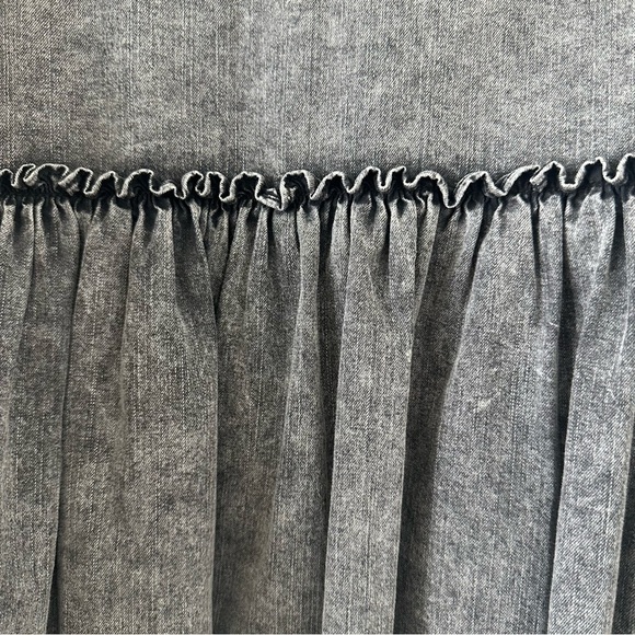 We The Free Free People charlotte smock top washed denim black peplum blouse top - Picture 12 of 15